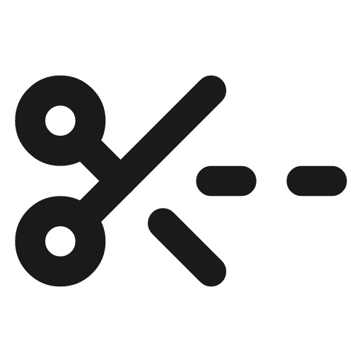 Scissors line dashed icon, line style, from Lucide