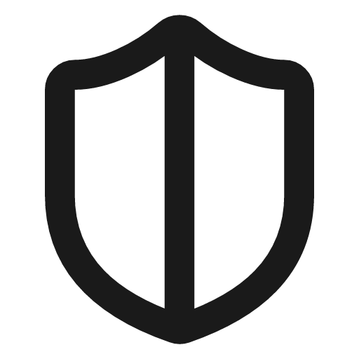 Shield half icon, line style, from Lucide