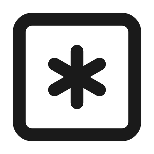 Square asterisk icon, line style, from Lucide
