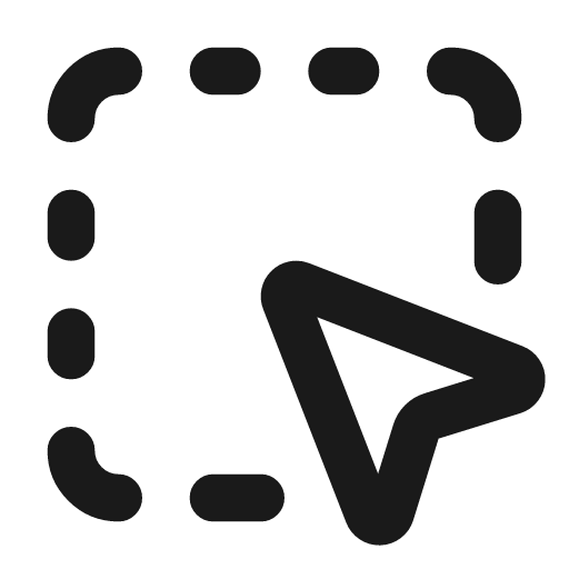 Square dashed mouse pointer icon, line style, from Lucide