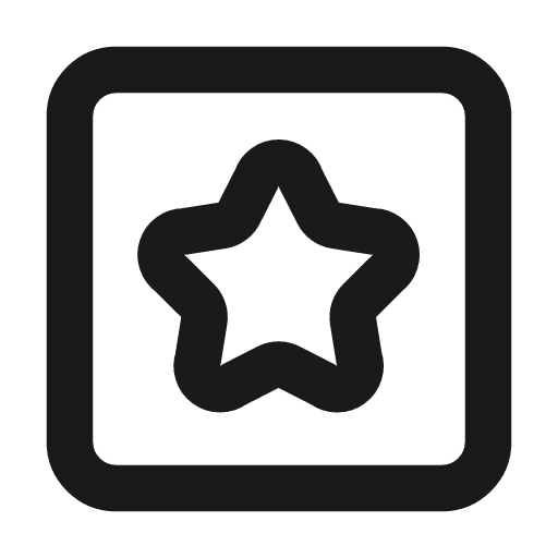 Square star icon, line style, from Lucide