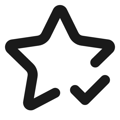 Star check icon, line style, from Lucide