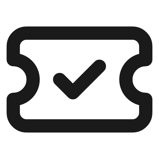 Ticket check icon, line style, from Lucide
