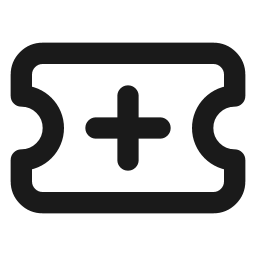 Ticket plus icon, line style, from Lucide