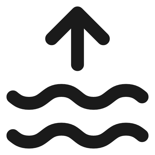 Waves arrow up icon, line style, from Lucide