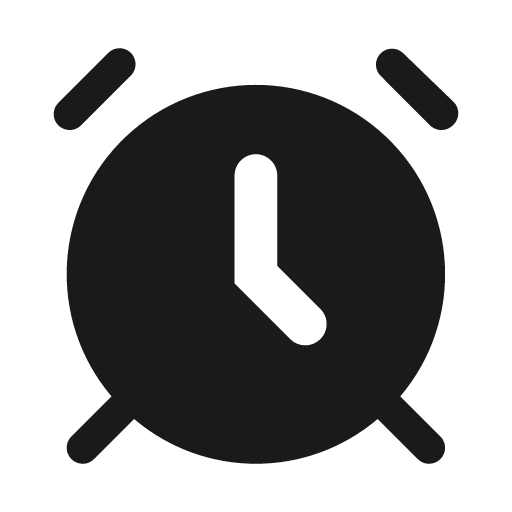Alarm clock fill icon, filled style, from Mage Icons