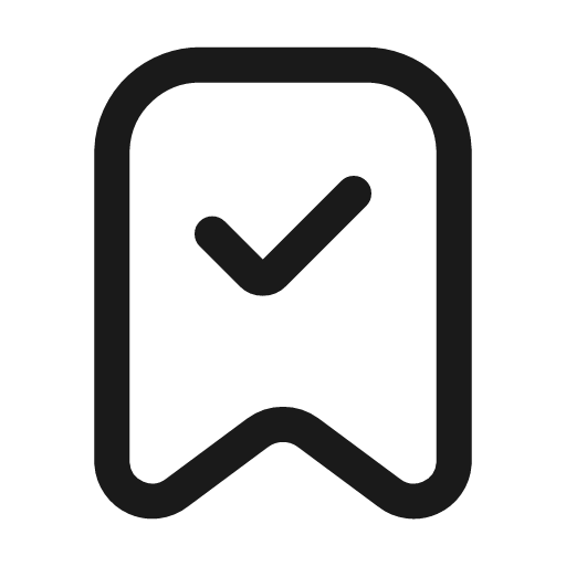 Bookmark check icon, line style, from Mage Icons