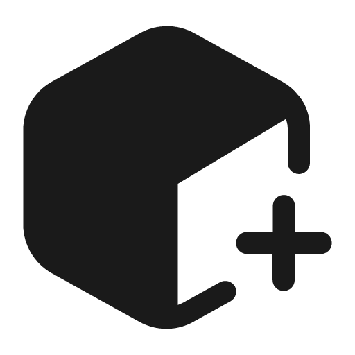Box 3d plus fill icon, filled style, from Mage Icons
