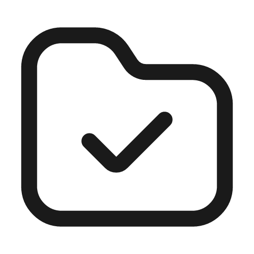Folder check icon, line style, from Mage Icons