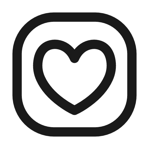 Heart square icon, line style, from Mage Icons