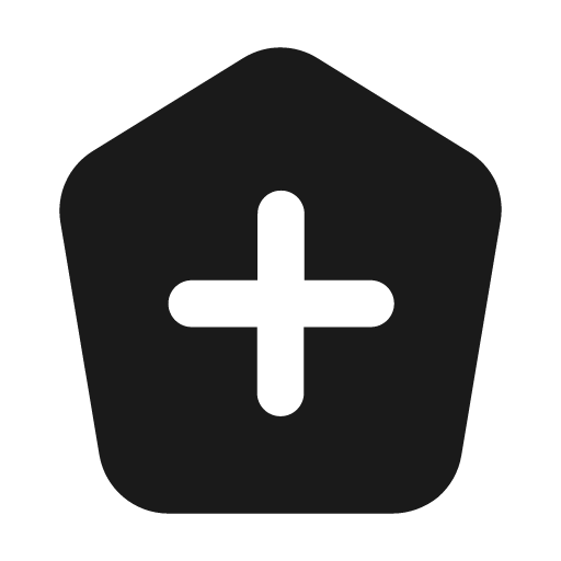 Home plus fill icon, filled style, from Mage Icons
