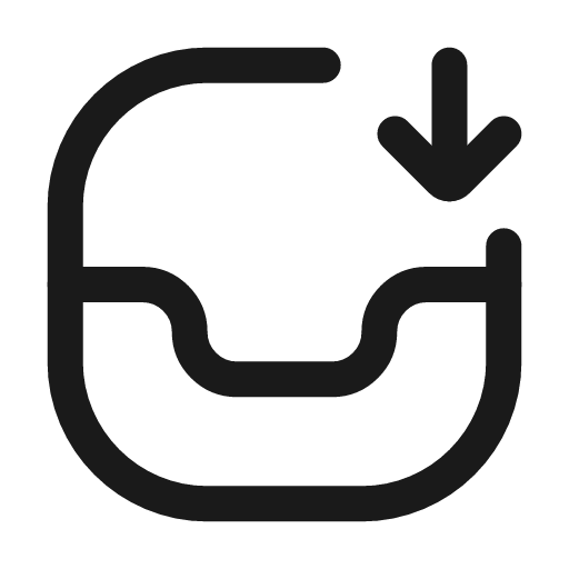 Inbox download icon, line style, from Mage Icons