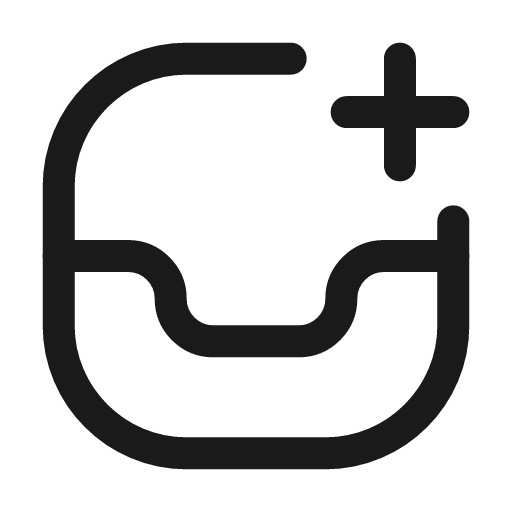 Inbox plus icon, line style, from Mage Icons
