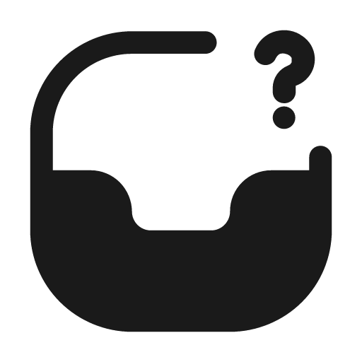 Inbox question mark fill icon, filled style, from Mage Icons