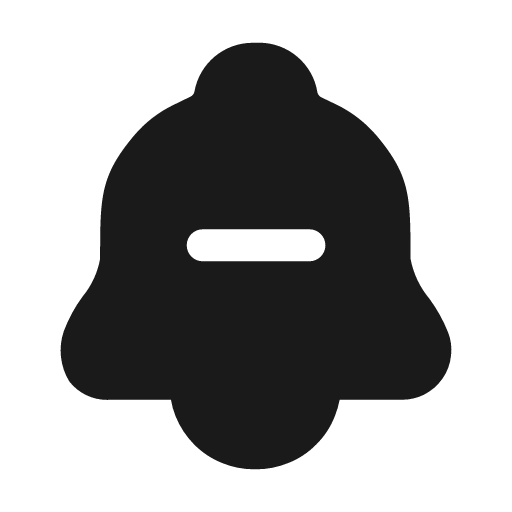 Notification bell minus fill icon, filled style, from Mage Icons