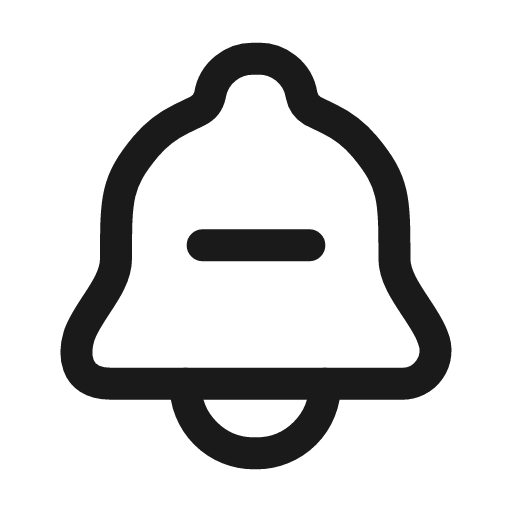 Notification bell minus icon, line style, from Mage Icons