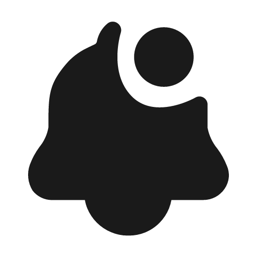 Notification bell pending fill icon, filled style, from Mage Icons