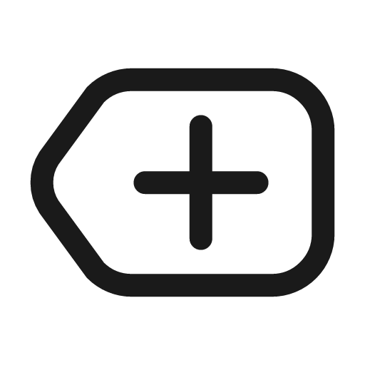 Tag plus icon, line style, from Mage Icons