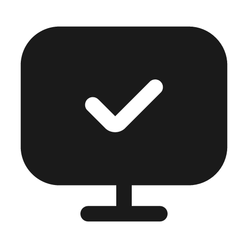 Television check fill icon, filled style, from Mage Icons