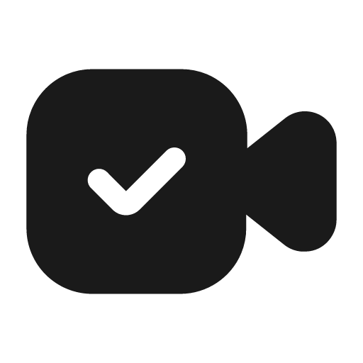 Video check fill icon, filled style, from Mage Icons
