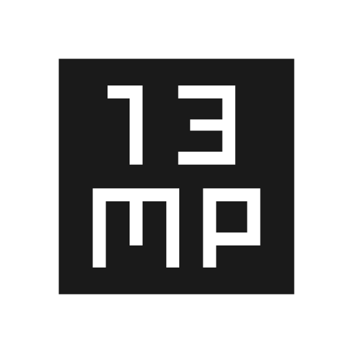 13mp sharp icon, sharp-cornered style, from Material Symbols Light