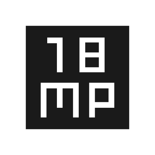 18mp sharp icon, sharp-cornered style, from Material Symbols Light
