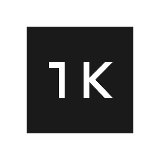 1k sharp icon, sharp-cornered style, from Material Symbols Light