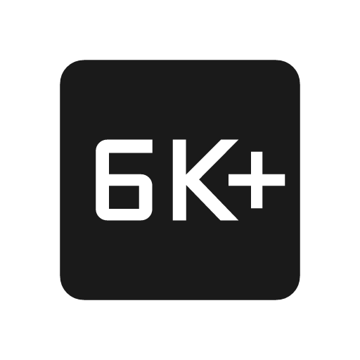 6k plus icon, solid style, from Material Symbols Light