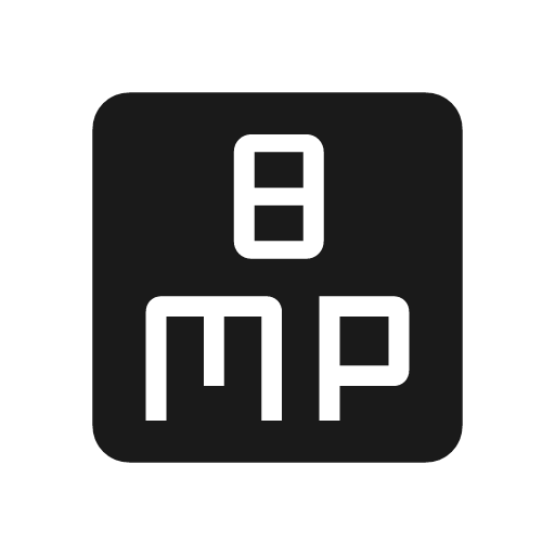 8mp icon, solid style, from Material Symbols Light