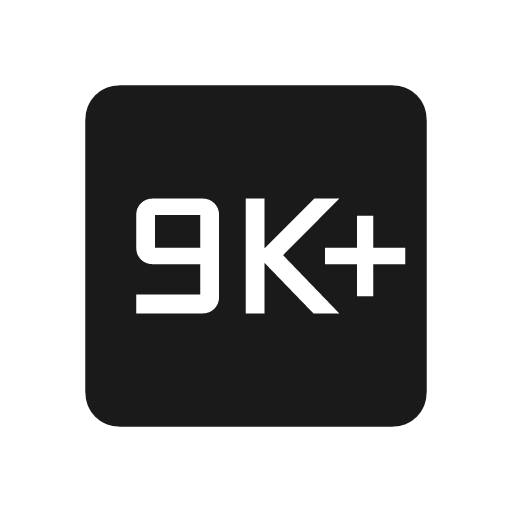 9k plus icon, solid style, from Material Symbols Light