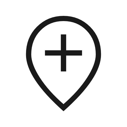 Add location outline icon, outline style, from Material Symbols Light