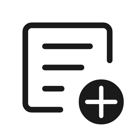 Add notes outline rounded icon, rounded style, from Material Symbols Light