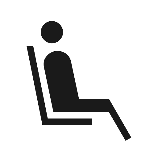 Airline seat recline extra sharp icon, sharp-cornered style, from Material Symbols Light