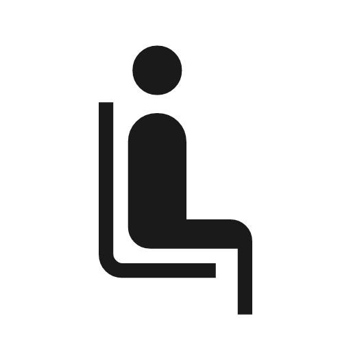 Airline seat recline normal icon, solid style, from Material Symbols Light
