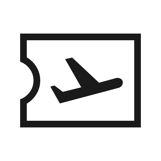 Airplane ticket outline sharp icon, sharp-cornered style, from Material Symbols Light