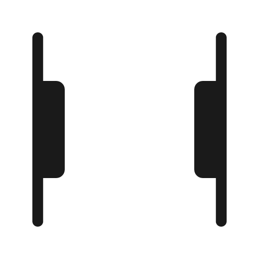 Align justify space between rounded icon, rounded style, from Material Symbols Light