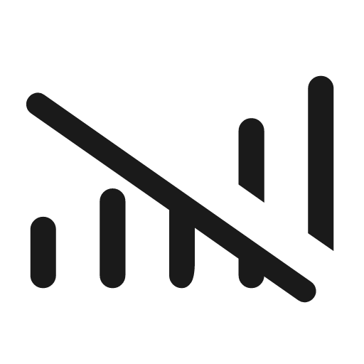 Android cell 5 bar off rounded icon, rounded style, from Material Symbols Light