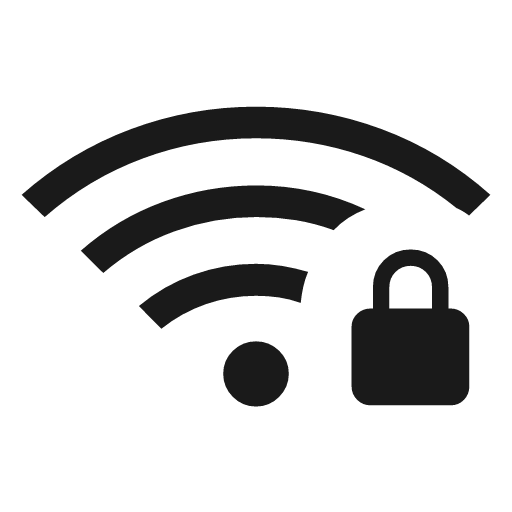 Android wifi 4 bar lock icon, solid style, from Material Symbols Light