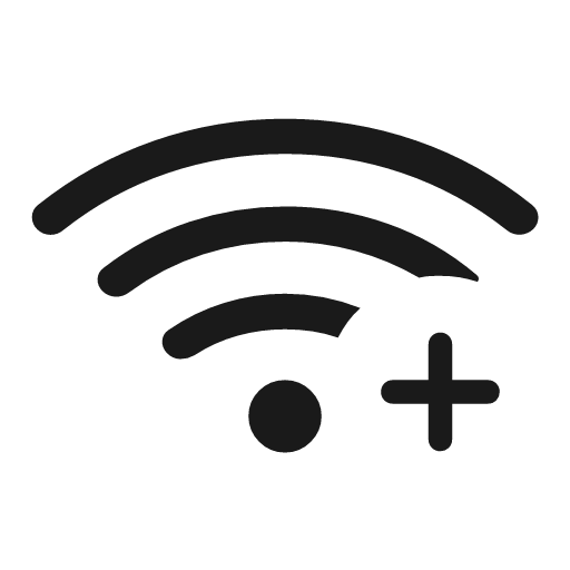 Android wifi 4 bar plus rounded icon, rounded style, from Material Symbols Light