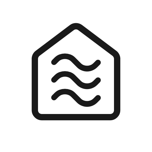Aq indoor outline rounded icon, rounded style, from Material Symbols Light
