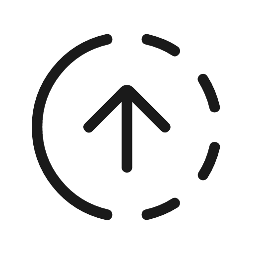 Arrow upload progress rounded icon, rounded style, from Material Symbols Light