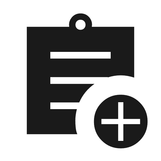 Assignment add sharp icon, sharp-cornered style, from Material Symbols Light