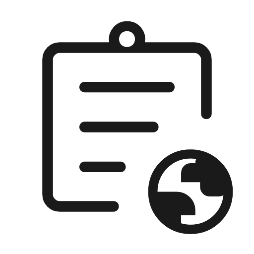 Assignment globe outline rounded icon, rounded style, from Material Symbols Light