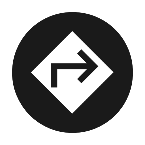 Assistant direction sharp icon, sharp-cornered style, from Material Symbols Light