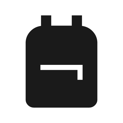 Backpack icon, solid style, from Material Symbols Light