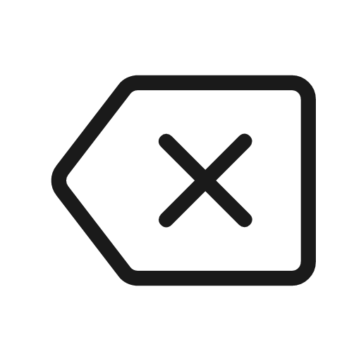 Backspace outline rounded icon, rounded style, from Material Symbols Light