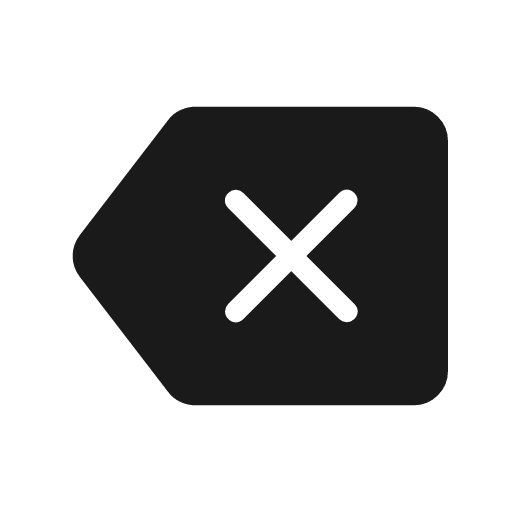 Backspace rounded icon, rounded style, from Material Symbols Light