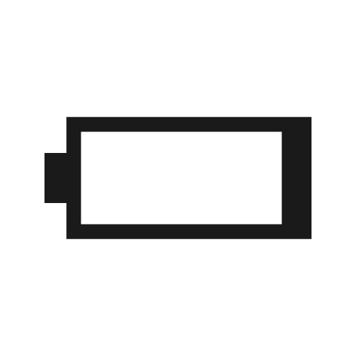 Badge critical battery sharp icon, sharp-cornered style, from Material Symbols Light