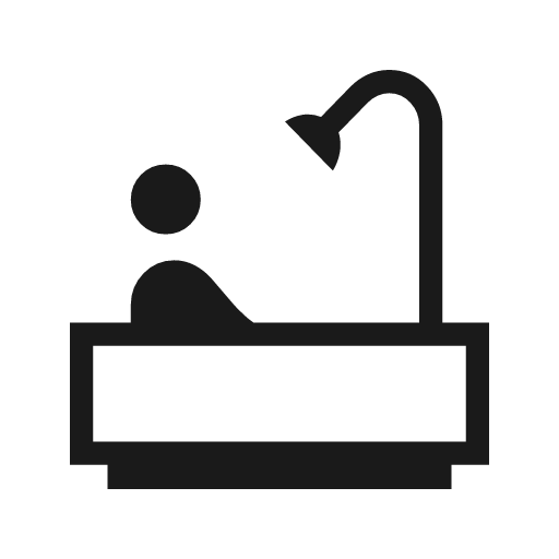 Bathtub outline sharp icon, sharp-cornered style, from Material Symbols Light