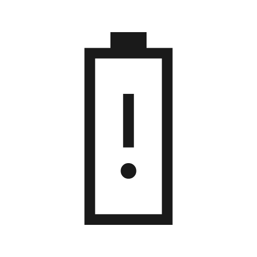 Battery alert outline sharp icon, sharp-cornered style, from Material Symbols Light